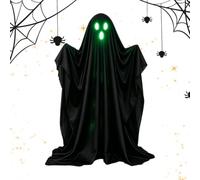 Light Up Ghost with Glowing Green Eyes 100cm Scary Large Ghost | Spooky Light-Up Phantom Halloween Decorations Outdoor for Haunted House, Party, Garden, Patio, Lawn, Outdoor, Yard, Tree