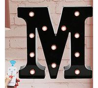 Light Up Letters, LED Letter Lights Sign Con Telecomando Lettera Nera Light Up Letters Sign per Luce Notturna Festa di Compleanno Lampada di Natale Home Bar Decorazione (M)