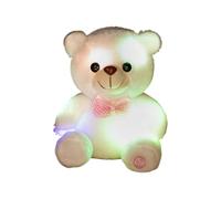 Light Up Plush 8-Inch Glowing Bear, Rainbow LED Stuffed Animal for Kids and Adults, Cuddly Comfort Companion for Home, Living Room, Bedroom, Sofa
