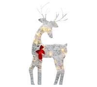 Light Up Reindeer - Led Twinkling Reindeer - Garden Christmas Deer | Outdoor Iron Moose With Bell Bow Holiday | Christmas Deer Decor, Yard Lights Decor For Patio Garden Parties