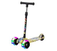 Light up Scooter - 3 Wheel Scooter for Kids | Portable Colorful Graffiti Foldable Scooter,Non-slip Deck Three Wheel Scooter, Outdoor Activities for Birthday Holiday