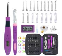 Light Up - Set di 18 uncinetti digitali con contatore 2,0 ~ 14,0 mm, ergonomici illuminati uncinetti per contare punti e file