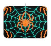 Light Up Spider Web Tappetino per asciugare i piatti turchese arancione tappetino scolapiatti tappetino scolapiatti per bancone della cucina tappetino per asciugare i piatti jumbo 18 x 24