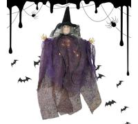 LIGHT UP Witch Ornament - sospeso a ciondolo Halloweens, display decorativo infestato | Piano spettrale brillante per il soggiorno da soggiorno al volo da esterno da esterno giardino portico balcone,