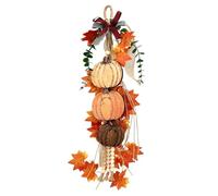 Light-Up Wooden Pumpkin Fall Swag - Farmhouse Front Door & Porch Decor