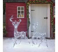 Light4fun, set di 2 renne a LED solare con cervo e mucca di cervo L Studley, decorazione natalizia per esterni