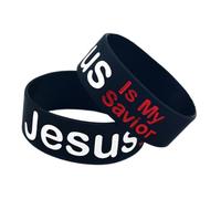 LIGHTAOTAO 2 Pezzi Braccialetti in Silicone Nero Gesù È Mio Redentore Bracciale Portatile Lettere Stampate per Attività Outdoor e Fitness