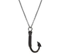 LIGHTAOTAO Collana da Donna Ciondolo a Forma di Gancio da Pesca in Acciaio Inossidabile Piccola Custodia per Ceneri, Comoda da Indossare, Elegante Gioiello Commemorativo Nero