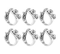 LIGHTAOTAO Set 6 Anelli da Uncinetto a Forma di Gatto in Lega Argento, Accessori Compatti e Pratici per Cucito e Lavori a Maglia, per DIY