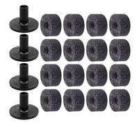LIGHTAOTAO Set da 20 Pezzi di Feltri e Manicotti per Piatti e Batteria, Feltro Nero e Metallo, 16 Feltri Ø2,5 Cm e 4 Manicotti per Studi di Registrazione e Sale Prove