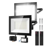 Lightasea Faretto LED da Esterno con Sensore di Movimento, 100W Faretto LED da Esterno Sensore con Telecomando, 10000LM 6500K Farettos LEDs con Sensore Impermeabili IP66 per Giardino, Cortile, Garage