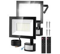 Lightasea Faretto LED da Esterno con Sensore di Movimento, 50W Faretto LED da Esterno Sensore con Telecomando, 5000LM 6500K Farettos LEDs con Sensore Impermeabili IP66 per Giardino, Cortile, Garage