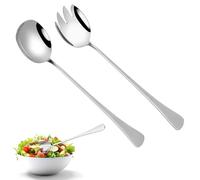 LightBeacon 2 Pezzi Kit de Posate da Insalata, Posate per Insalata, Posate da Insalata in Acciaio Inox, Grandi 28 cm, Cucchiaio da Insalata, Forchetta da Insalata, per Cucina, Hotel, Ristorante