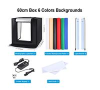 Lightbox 80 60 40 30cm Photo Ring LED Light Studio Box 6 12 Sfondi a colori Fotografia da tavolo Soft Shooting Tent Box(60cm Box 6 Colors)