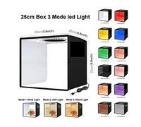 Lightbox 80 60 40 30cm Photo Ring LED Light Studio Box 6 12 Sfondi a colori Fotografia da tavolo Soft Shooting Tent Box Per la fotografia in studio(25cm Box 3 Mode led)