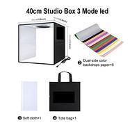 Lightbox 80 60 40 30cm Photo Ring LED Light Studio Box 6 12 Sfondi a colori Fotografia da tavolo Soft Shooting Tent Box Per la fotografia in studio(40cm Box 3 Mode led)