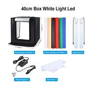 Lightbox 80 60 40 30cm Photo Ring LED Light Studio Box 6 12 Sfondi a colori Fotografia da tavolo Soft Shooting Tent Box(40cm White Light Led)