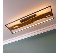 Lightbox Deckenlampe im Landhaus Stil - dimmbare Deckenleuchte - Lampe in Holzoptik für Wohnzimmer, Esszimmer & Küche - LED integriert