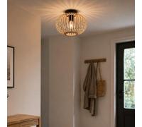 Lightbox Deckenlampe mit Bambus Gitter - Deckenleuchte Ø 30 cm - dimmbare Lampe für Wohnzimmer, Schlafzimmer & Flur - exkl. E27 LED