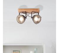 Lightbox Faretto da soffitto dall'elegante design industriale | 27 x 12 cm | lampada da soffitto rustica per un ambiente piacevole in salotto | attacco GU10 | in metallo/legno nei colori dell'acciaio