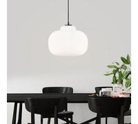 Lightbox Lampada a sospensione dimmerabile paralume in vetro bianco | altezza massima 1,29 m, Ø 30 cm | lampada a sospensione regolabile in altezza con cavo corto | presa E27 | sala da pranzo | in