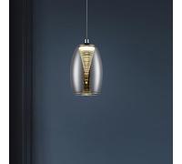 Lightbox Lampada a sospensione LED in vetro fumé - Ø 12 cm - altezza 128 cm - lampada a sospensione regolabile con paralume in vetro glamour e luce bianca calda (3000 K) - per la sala da pranzo - in