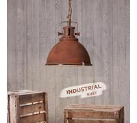 Lightbox Lampada a sospensione vintage - lampada a sospensione industriale accorciabile con disco di vetro - metallo/vetro ruggine - diametro 38 cm