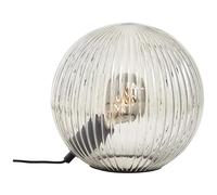 Lightbox Lampada da comodino decorativa altezza 24 cm, Ø 25 cm - lampada da tavolo con globo scanalato in vetro fumé e interruttore - per camera da letto - E27, max. 25 W - in vetro/metallo - in