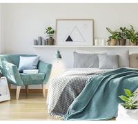 Lightbox Lampada da parete retrò interruttore a strappo e testa orientabile - in azzurro - lampada da parete regolabile per la camera da letto - 13 x 13 x 20 cm - E14, max. 28 W - in metallo