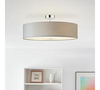 Lightbox Lampada da soffitto design semplice con paralume in tessuto | Ø 60 cm | plafoniera moderna | 3x presa E27 | in metallo/tessuto grigio chiaro/cromo