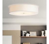 Lightbox Lampada da soffitto design semplice con paralume in tessuto | Ø 70 cm | plafoniera moderna | 6x attacco E27 | in metallo/tessuto in bianco/cromo