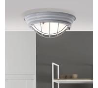 Lightbox Lampada da soffitto industriale - lampada da parete e da soffitto in stile vintage - lampada da barca rustica con pannello in vetro - metallo/vetro grigio/cemento - diametro 29 cm