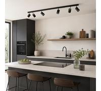 Lightbox Lampada da soffitto LED 6 fiamme | faretto da soffitto con spot orientabili | lampada per soggiorno, cucina o camera da letto (interno) | 6 x presa GU10 | in metallo nero