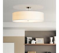 Lightbox Lampada da soffitto moderna Plafoniera con paralume in tessuto semplice - Metallo/tessuto bianco/cromo - Diametro 60cm