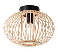 Lightbox Lampada da soffitto Nature - 23 cm, Ø 30 cm - plafoniera rotonda con paralume in bambù o a traliccio - E27, max. 60 W - in metallo/bambù - in marrone chiaro/nero
