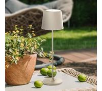 Lightbox Lampada da tavolo a LED interni ed esterni | 37 cm / 23 cm di altezza, Ø 10 cm | lampada da tavolo beige per esterni con touch dimmer | mobile/wireless/portatile | ricaricabile via