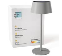 Lightbox Lampada da tavolo a LED per esterni | Ø 13 cm | lampada da esterno a batteria con energia solare | dimmer a 3 livelli | lampada da tavolo a batteria (4 W, 300 lm, 3000 K) in metallo /