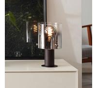 Lightbox Lampada da tavolo elegante altezza 26 cm, Ø 15 cm - lampada da tavolo decorativa con paralume in vetro fumé e interruttore - E27, max. 60 W - in vetro/metallo - colore caffè/vetro fumé