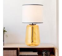 Lightbox lampada da tavolo gialla con paralume in tessuto - lampada da tavolo decorativa con interruttore a cavo intermedio - altezza 57 cm e diametro 30 cm - presa E27 max. 60 W - in vetro/tessuto