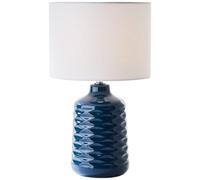 Lightbox Lampada da tavolo in ceramica paralume in tessuto bianco - lampada da tavolo decorativa con interruttore a cavo intermedio - 42 cm di altezza e 25 cm di diametro - presa E14 - in