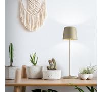 Lightbox Lampada da tavolo LED interni ed esterni | 37 cm / 23 cm di altezza, Ø 10 cm | lampada da tavolo per esterni color cappuccino con touch dimmer | mobile/wireless | ricaricabile via USB /