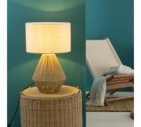 Lightbox Lampada da tavolo stile nature | lampada da tavolo decorativa con paralume in tessuto e interruttore | altezza 53 cm | adatta per presa E27 | tessuto/carta/metallo in marrone chiaro/beige