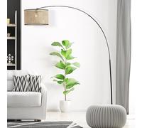 Lightbox Lampada da terra ad arco stile nature | lampada da terra boho con paralume in rattan, braccio telescopico e testa girevole | ideale per il soggiorno | 2 m di altezza | presa E27 | in