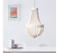 Lightbox lampadario a 3 luci - lampada a sospensione accorciabile adatta a tavoli da pranzo - metallo/legno in pino di Monterey bianco - diametro 40cm
