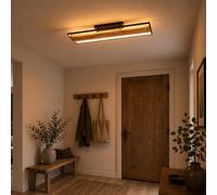 Lightbox LED Deckenlampe mit Holzbalken - moderne Deckenleuchte mit BlitzMuster - Lampe Wohnzimmer, Schlafzimmer, Küche & Flur- inkl. LED
