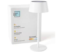 Lightbox LED lampada da tavolo per esterni | Ø 13 cm | lampada da esterno a batteria con energia solare | dimmer a 3 livelli | lampada da tavolo a batteria (4 W, 300 lm, 3000 K) in metallo/plastica