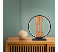 Lightbox LED Tischlampe Kreisform, Aluminium/Holz, 3000 K Leuchte