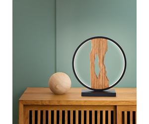 Lightbox LED Tischlampe Kreisform, Aluminium/Holz, 3000 K Leuchte