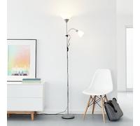 Lightbox LED uplighter con luce bianca calda e interruttore a levetta | altezza 1,8 m | semplice lampada da terra | lampadine incluse e sostituibili | 806 lm e 400 lm | in cromo/grigio/bianco