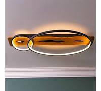 Lightbox moderna lampada da soffitto a LED in stile naturale - plafoniera con dimmer a 3 livelli e 2 anelli LED su trave di legno - 70 x 30 cm - 3300 lm, 3000 K - in legno di pino/metallo in